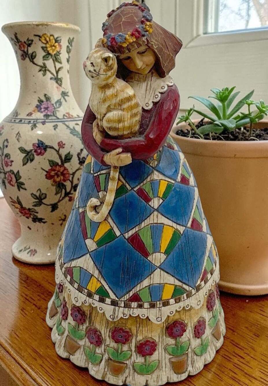 Jim Shore Heartwood Creek Angel with Cat Quilted Figurine #105170 Missing Wings